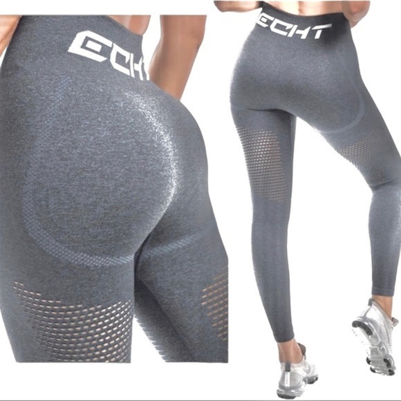 ECHT Arise Series High Waisted Grey Tights Vented Seamless Leggings Size Medium - Picture 3 of 17